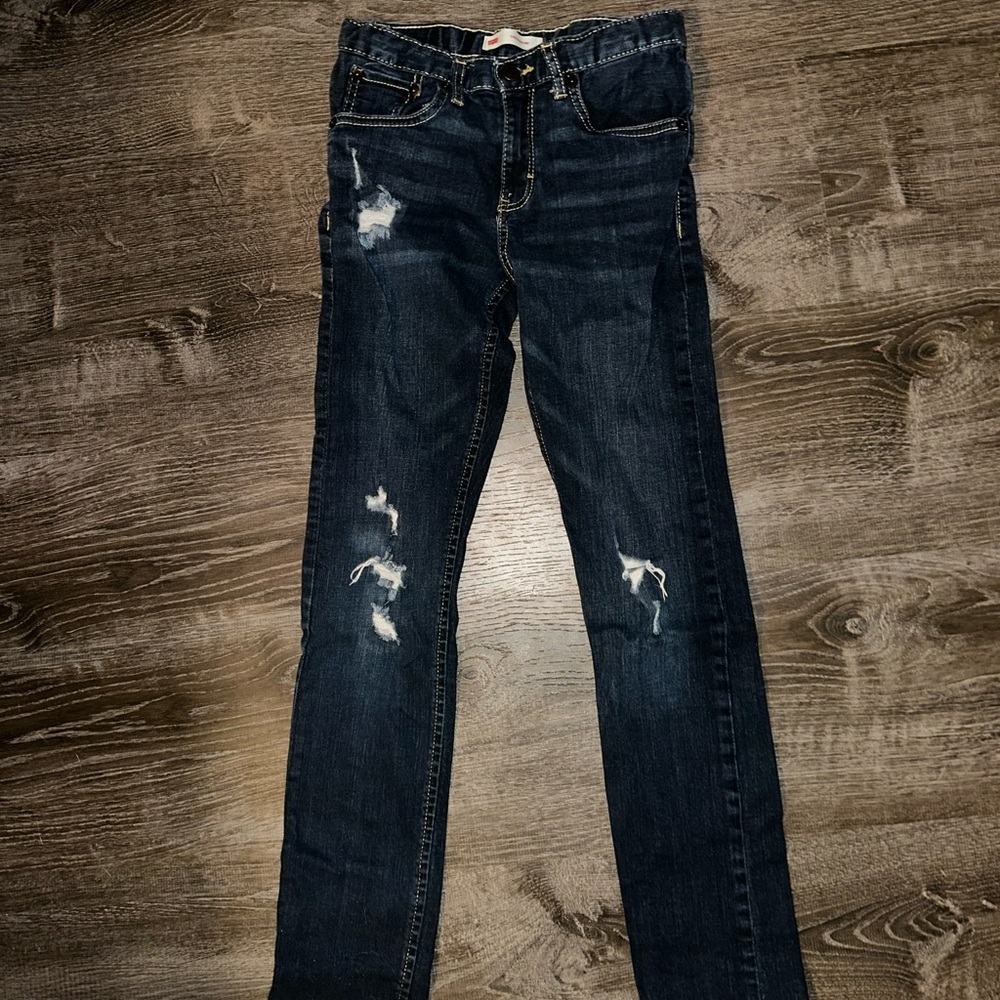 Levi's Dark Blue Distressed Skinny Jeans